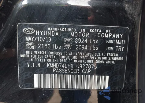 2020 Hyundai Elantra Se from USA, damaged, VIN KMHD74LFXLU927875